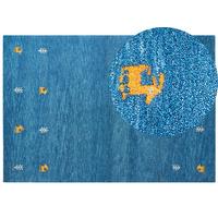 KURZFLOR-GABBEH Calti 230/160 cm - Blau, Textil (160/230cm) - Beliani