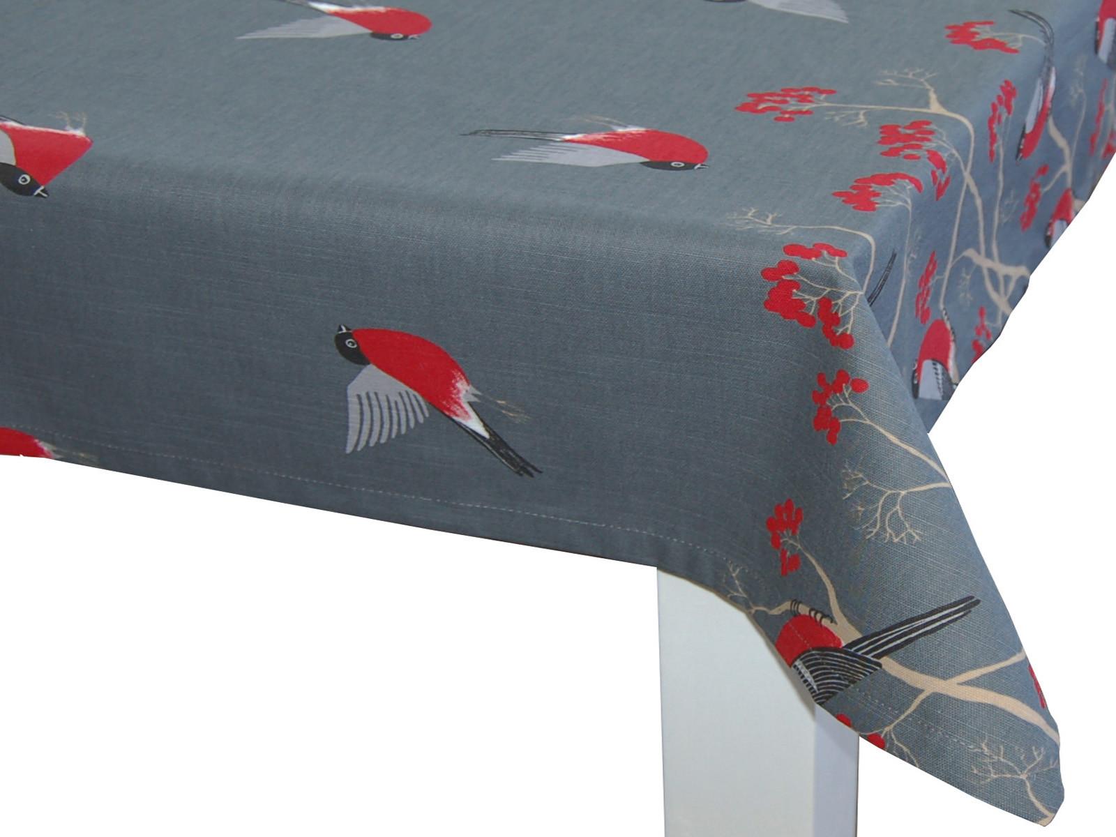 TISCHDECKE Beeren Vögel Baumwolle stone 130/200 cm - Grau, Textil (130/200cm) - beties Heimtextil
