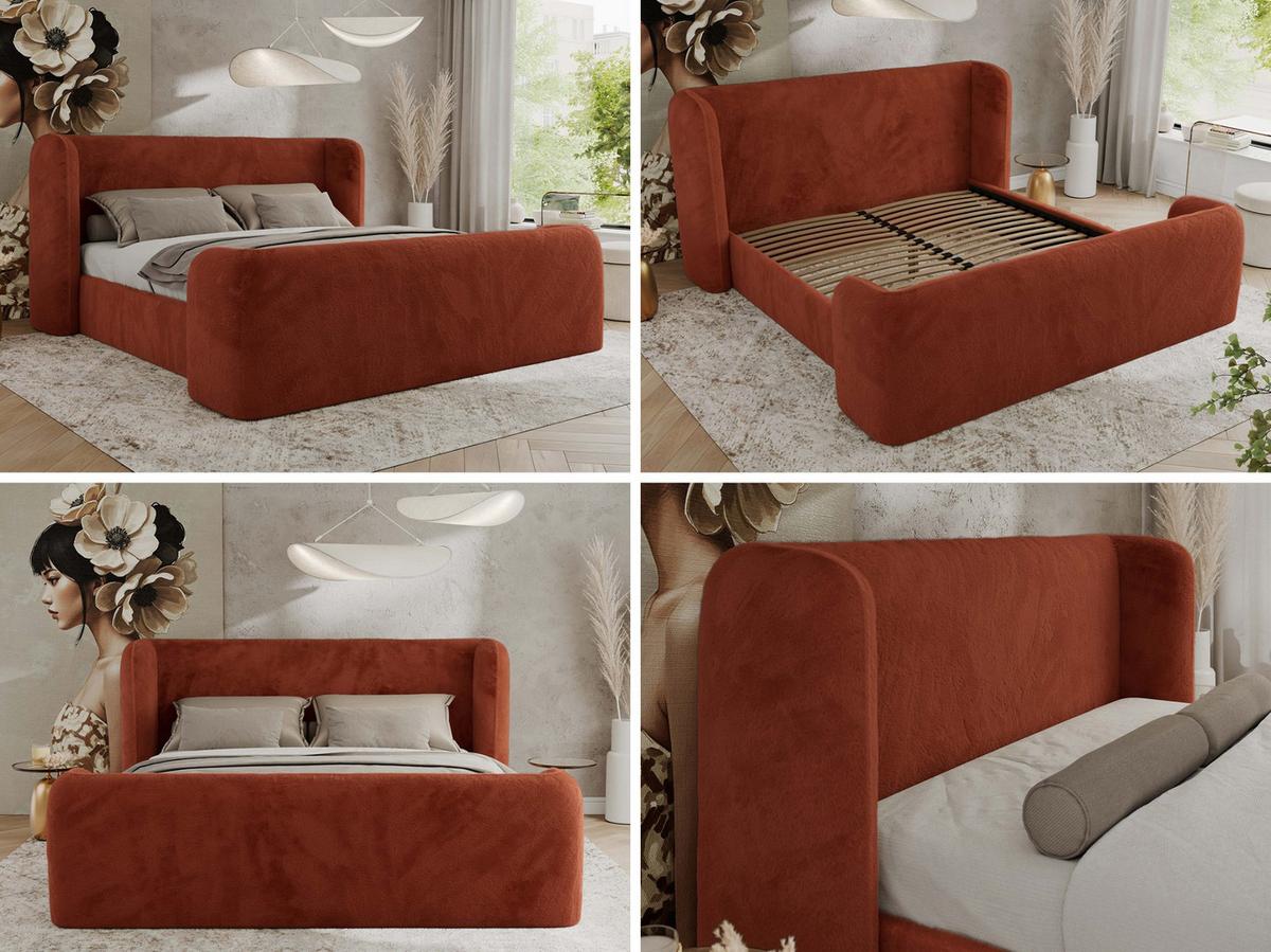 POLSTERBETT EMORA CLASSIC DUO 160/200 - Orange Plüsch - Multipocket-Matratze - Orange, Textil (160/200cm) - MKS