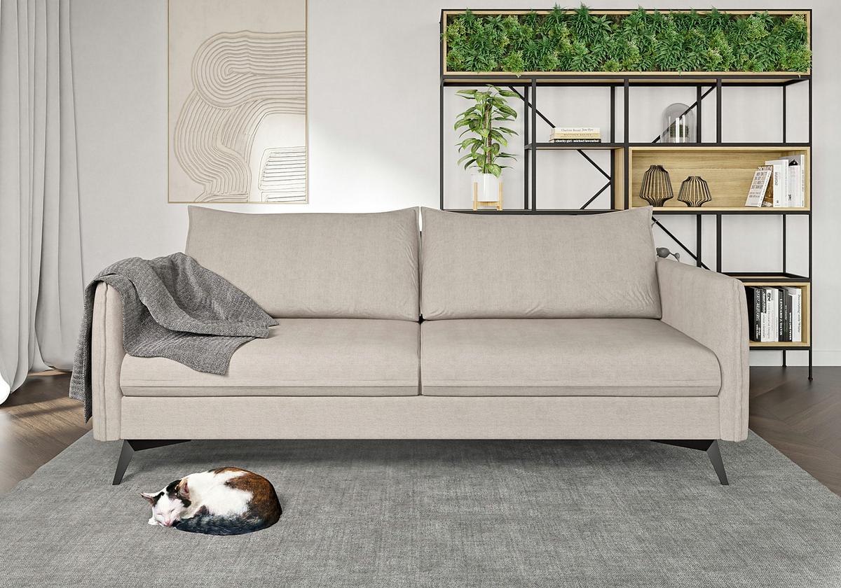 3-SITZER-SOFA Pulse Beige Luxusmicrofaser - Ecru/Beige, Holz/Textil (199/86/91cm) - S-Style Möbel