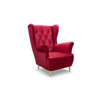 SESSEL TIBER, Polstersessel Glamour Loungesessel, Velours-Stoff Rot - Rot, Holz/Holzwerkstoff (75/104/85cm) - MASSENO