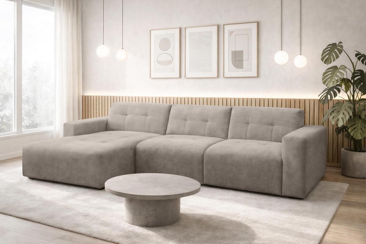 ECKSOFA L Form Corlu Beige 310/165/78 cm – stilvolle kleine Eckcouch Links - Beige/Schwarz, Kunststoff/Textil (310/165cm) - AX Living