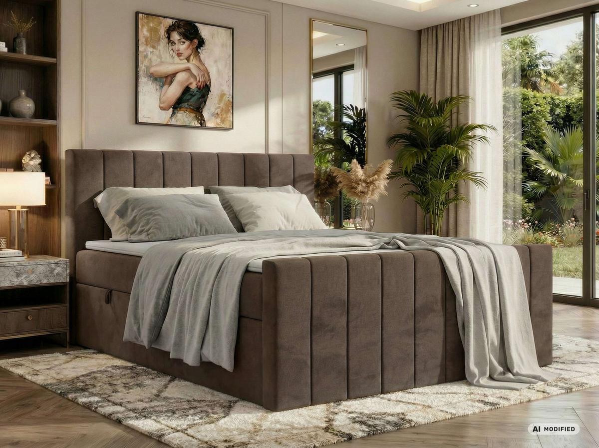 BOXBETT ALVER DUO 200/200 - Braun Velvet - Topper T25 - H3 - Schwarz/Braun, Kunststoff/Textil (200/200cm) - MKS