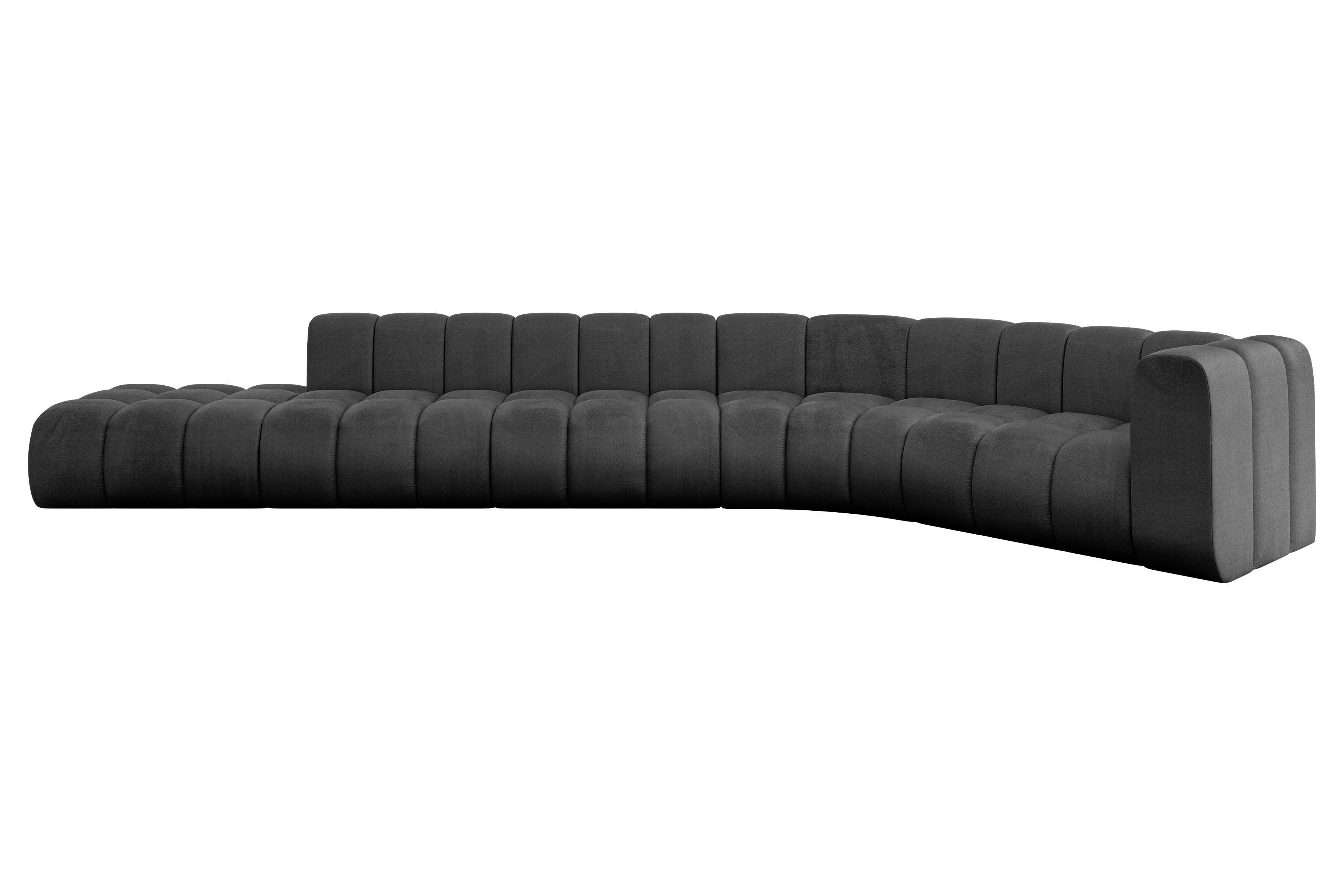 ECKSOFA modulares Sofa Tilmo-L2 - 490x194x70 cm Schwarz - Schwarz, Holzwerkstoff/Textil (490/194cm) - ALTDECOR