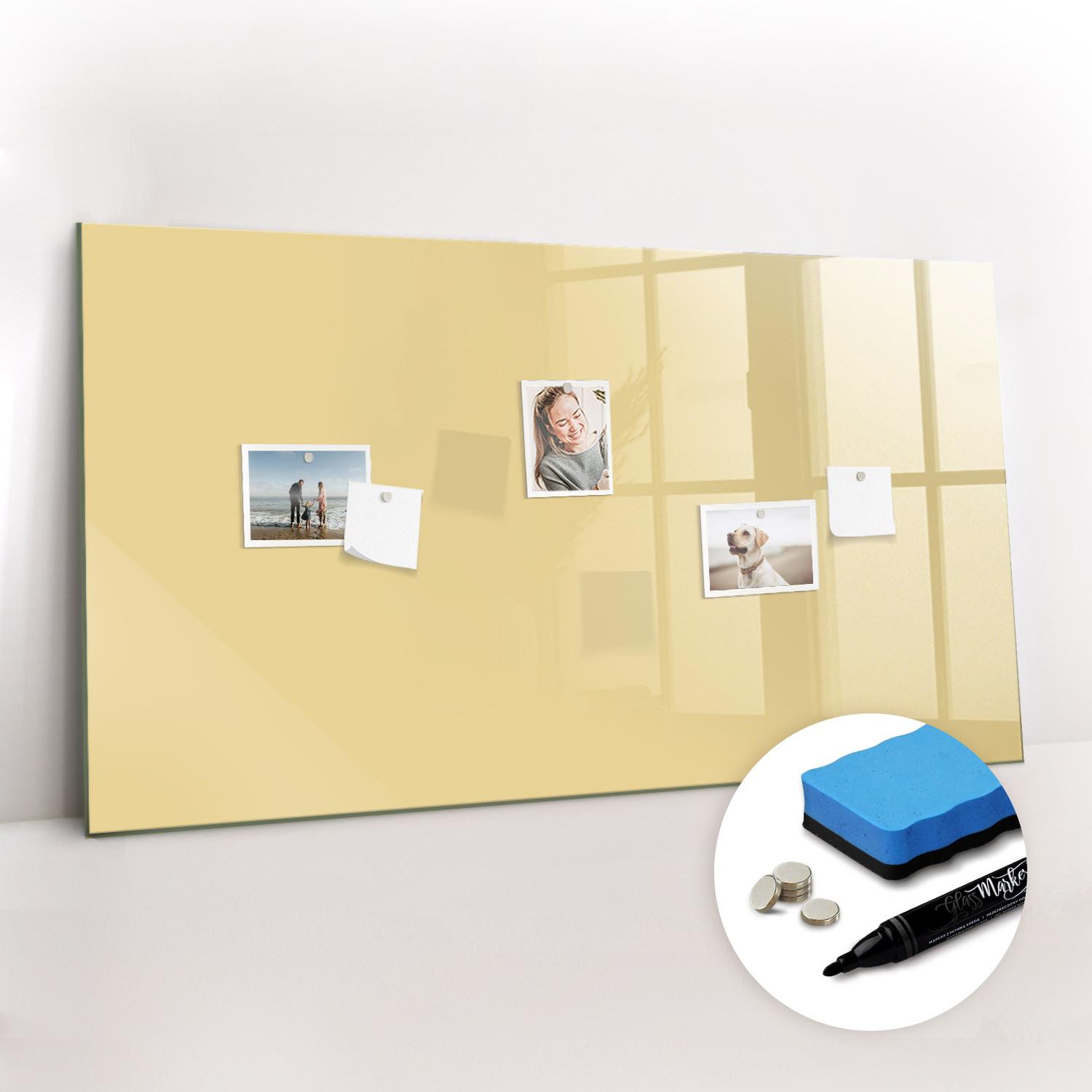 MAGNETTAFEL 120x60 Creme schwarzer Marker - Creme, Glas (120/0.4/60cm) - TULUP