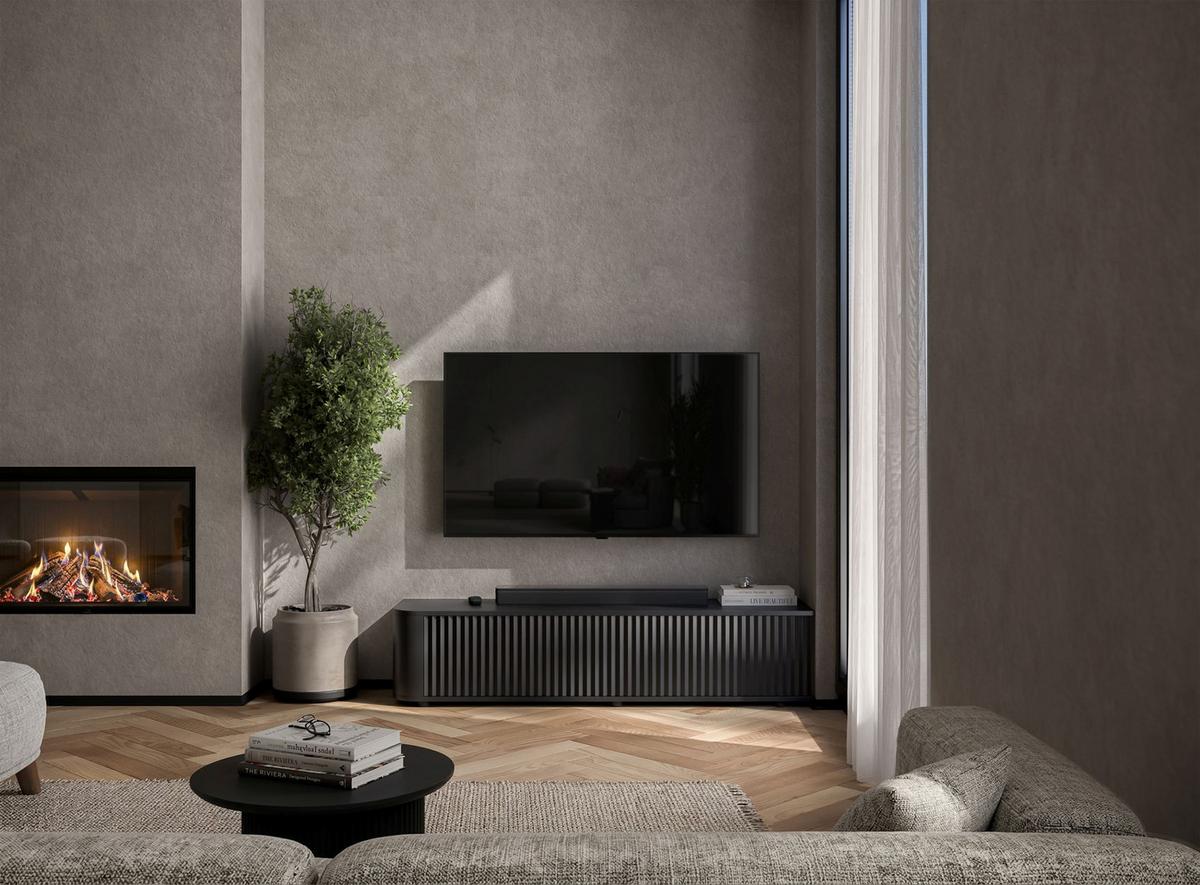 TV-LOWBOARD Aurora Schwarz matt 140 cm mit niedrigen Füßen - Schwarz, Holzwerkstoff (140/31/35cm) - Meble Lindner
