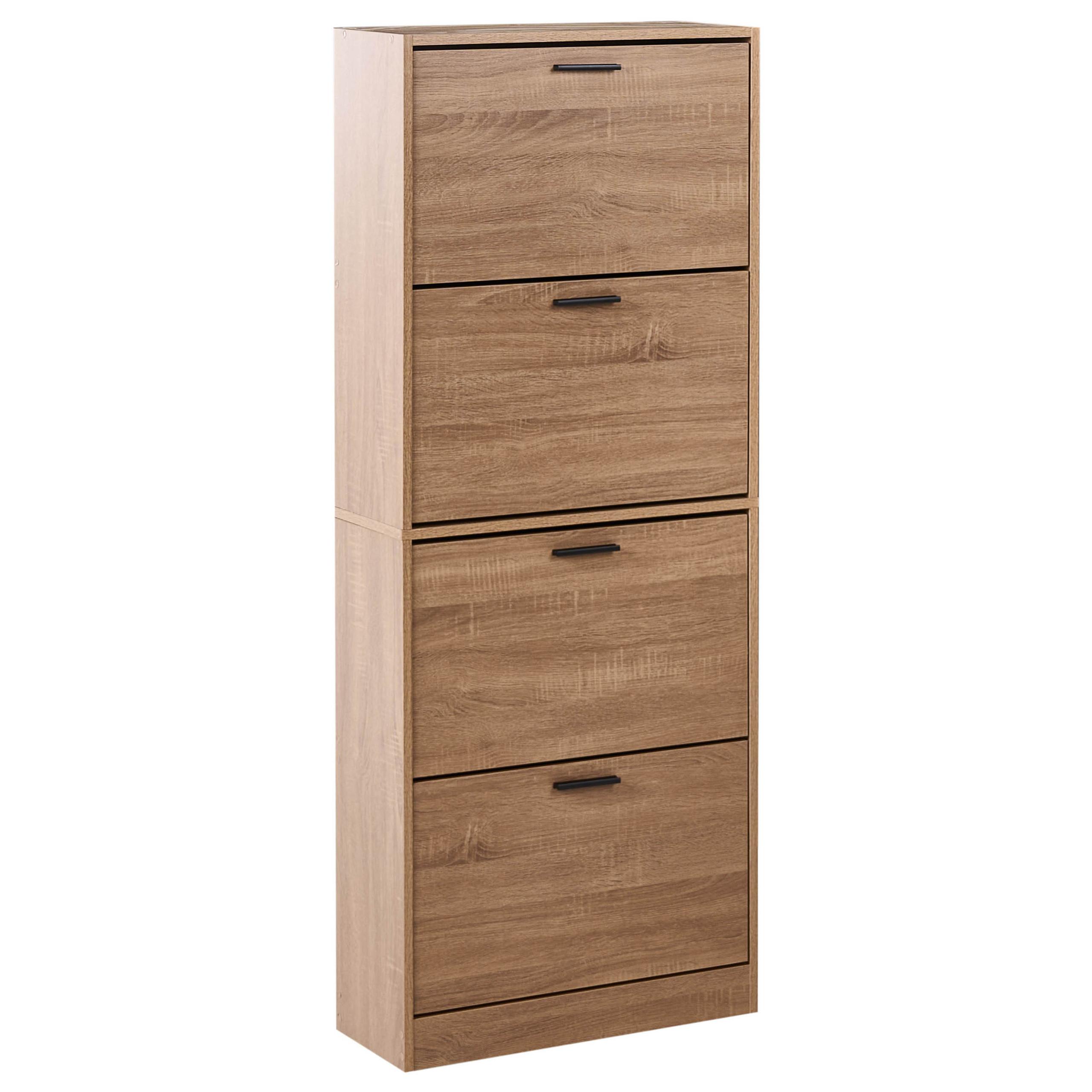 SCHUHSCHRANK Hellbraun Bowral - Hellbraun/Schwarz, Holzwerkstoff (60/150/24cm) - Beliani