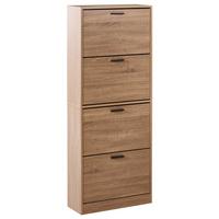 SCHUHSCHRANK Hellbraun Bowral - Hellbraun/Schwarz, Holzwerkstoff (60/150/24cm) - Beliani