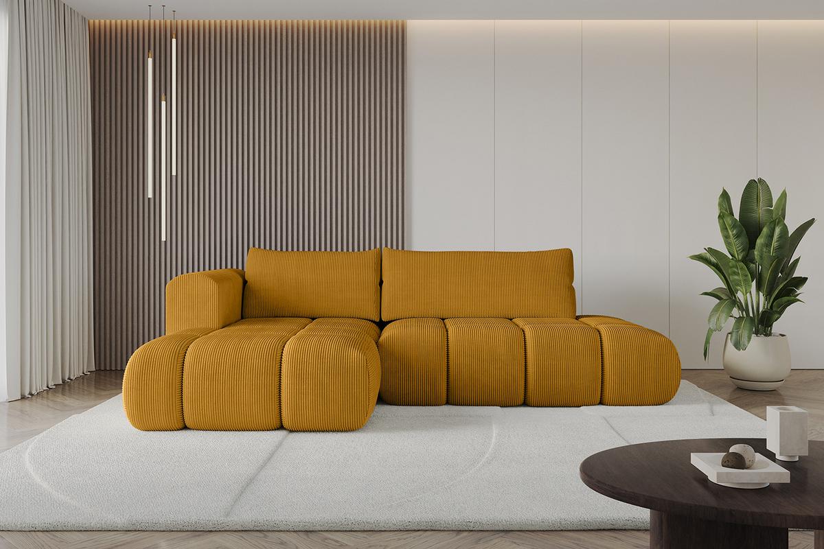 ECKSOFA Ottomane Links CLOUD-L 280x185x90 Senfgelb Cord - Currygelb, Holzwerkstoff/Kunststoff (180/289cm) - ALTDECOR