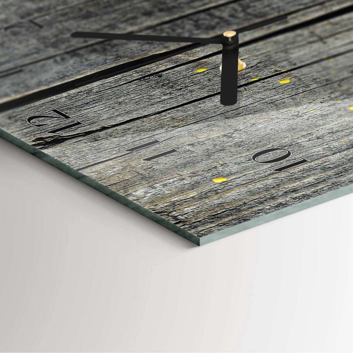 WANDUHR aus Glas 30x60 cm - Holzbrett - Gelb, Glas (30/60/0.4cm) - TULUP