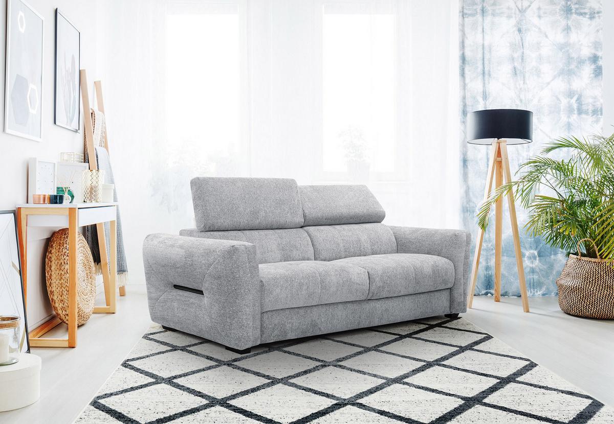 SOFA CALVERA 3-Sitzer, hellgrau - Hellgrau/Schwarz, Holzwerkstoff/Textil (204/79/106cm) - Wozimo