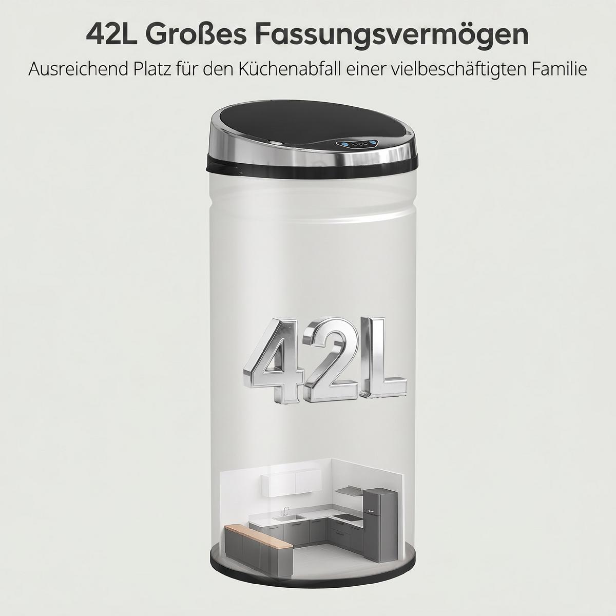 SENSOR-MÜLLEIMER Edelstahl ABS Silber - Silberfarben, Metall (30.5/68/30.5cm) - HOMCOM