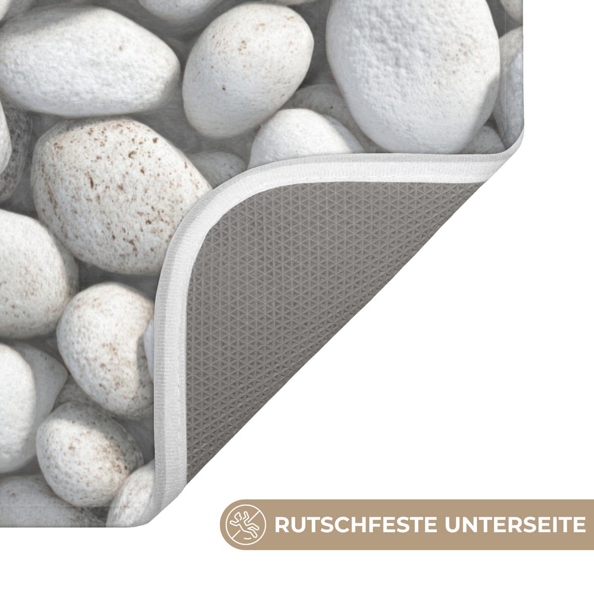 BADEMATTE Steine - Grau - Oval 60x90 cm - Hellgrau, Textil (60/90cm) - OnlyWow