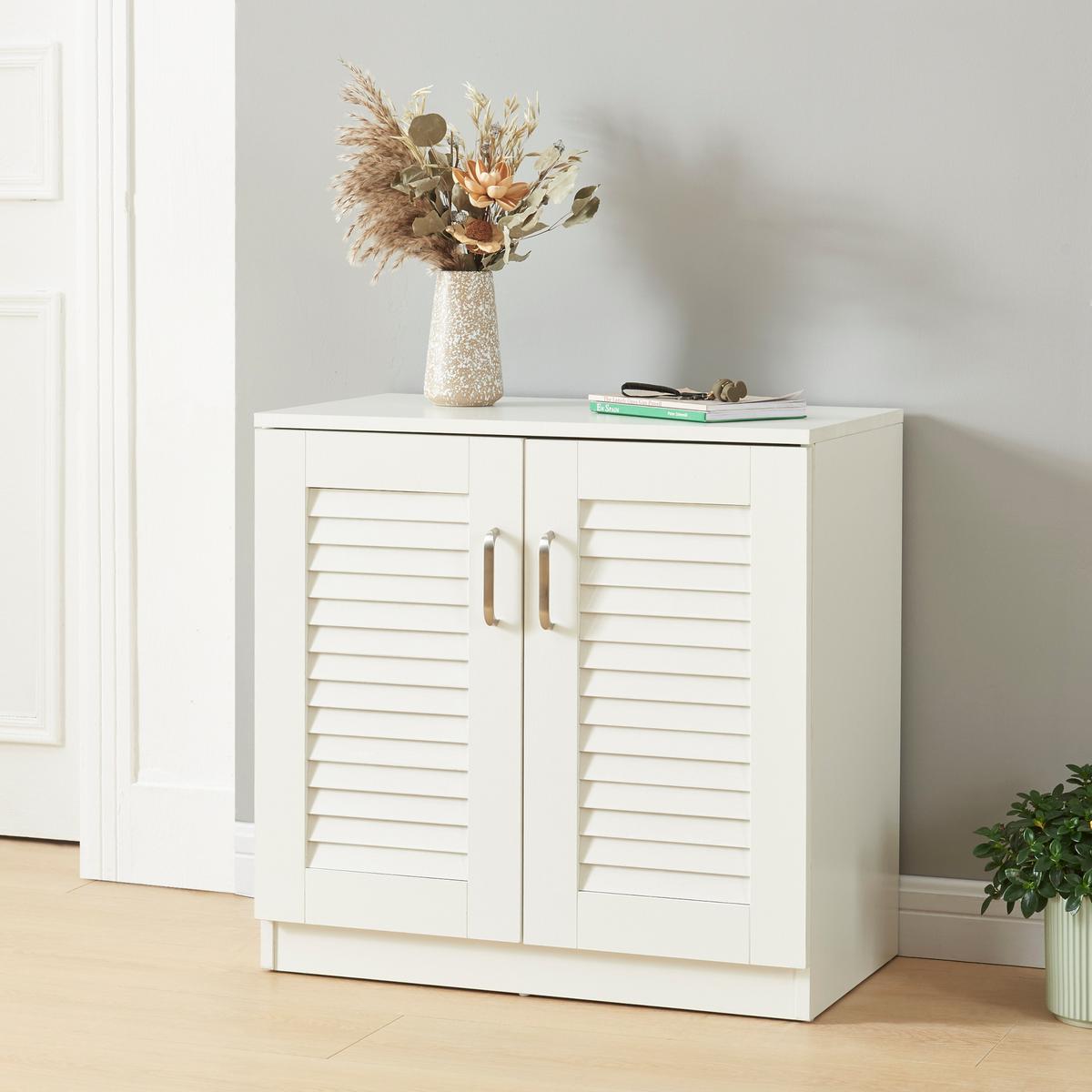 SCHUHSCHRANK Løten - Weiß, Holzwerkstoff (63/62/36cm) - [en.casa]