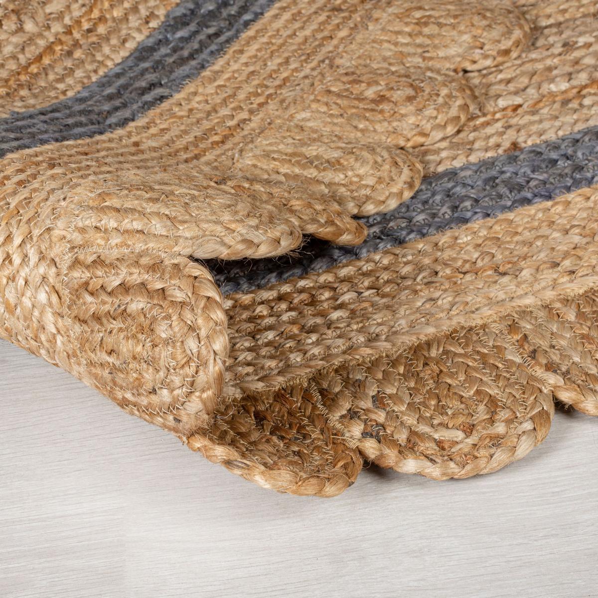 JUTETEPPICH handgewebt PLYM, geometrisch, Braun-Grau, 120 x 170 cm - Braun, Naturmaterialien (170/120cm) - KADIMA DESIGN