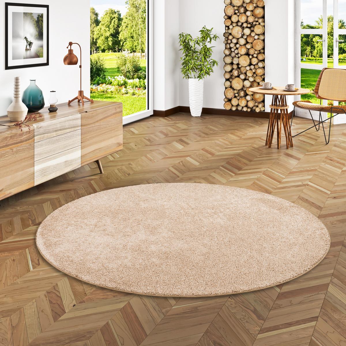 HOCHFLOR VELOURS TEPPICH MONA RUND - Naturfarben, Textil (160/160cm) - Snapstyle