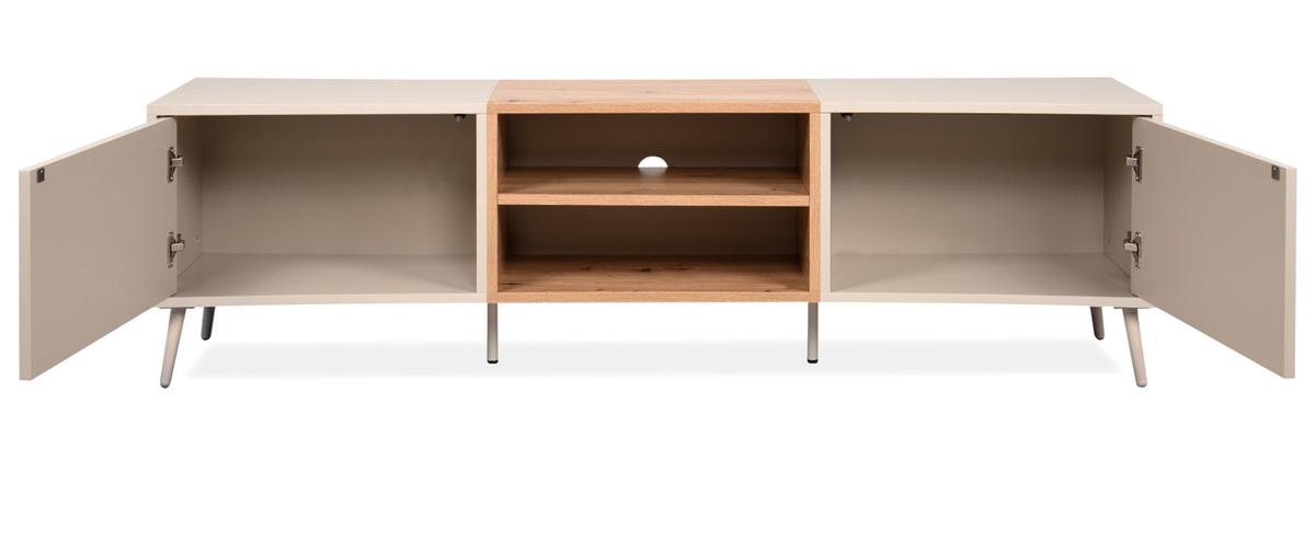 TV-LOWBOARD Kaschmir, Eiche Artisan 175 cm, TV Unterteil mit Push-to-Open - Kaschmir/Eiche Artisan, Holzwerkstoff (175/50/37.5cm) - Furn.Design