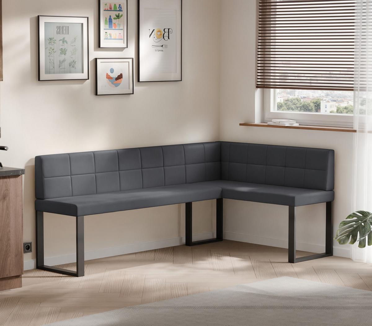ECKBANK rechts SANA U Kunstleder gesteppt, 168/ 128 cm Grau - Grau, Kunststoff/Textil (128/168cm) - Idohome