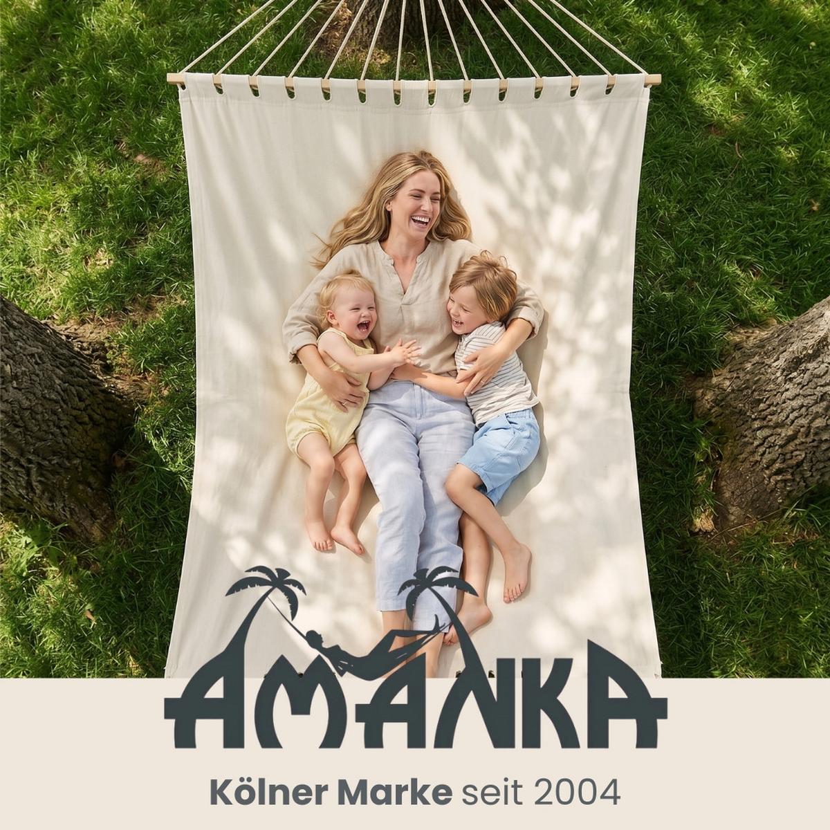XXL-HÄNGEMATTE für 2 Personen bis 150kg, 200/120 cm, Beige - Beige, Textil (120/2.5/200cm) - Amanka