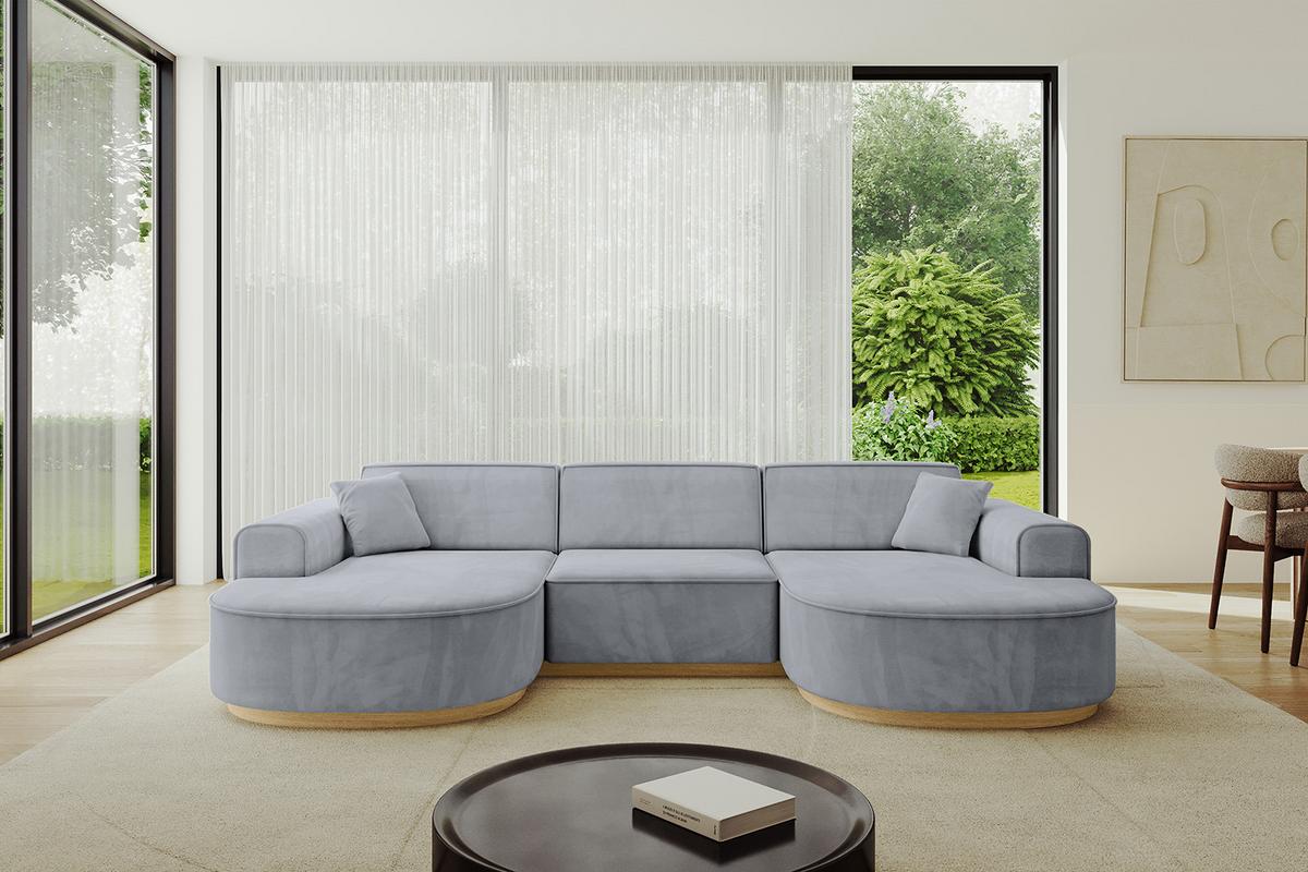 WOHNLANDSCHAFT MARI-U1-v2 - 303x171x83 cm Grau Velours - Grau, Holzwerkstoff/Textil (303/83/171cm) - ALTDECOR