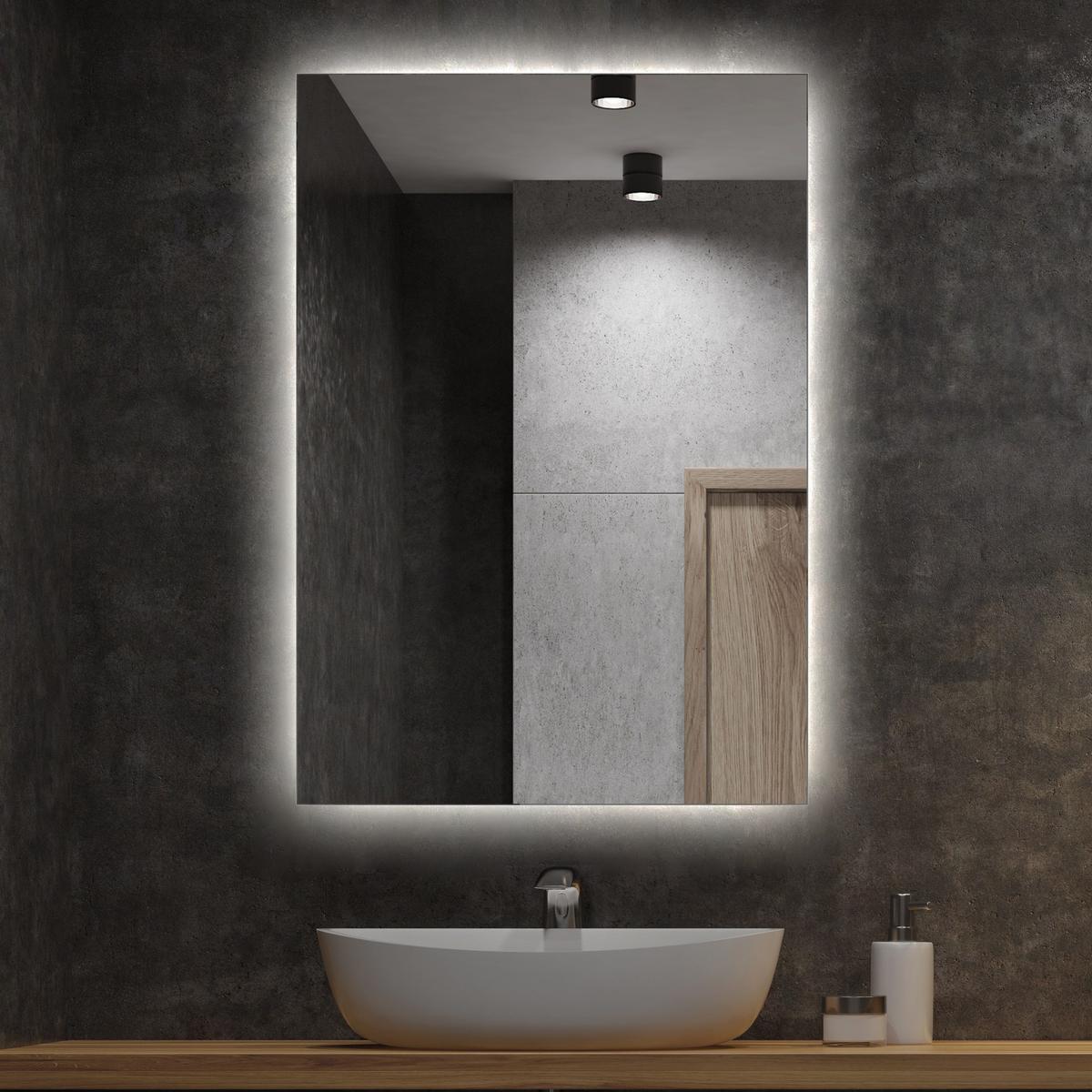LED SPIEGEL 70 cm x 50 cm Rechteckig Neutralweiß 4000K - Blaugrau, Glas (70/50/2.4cm) - TULUP