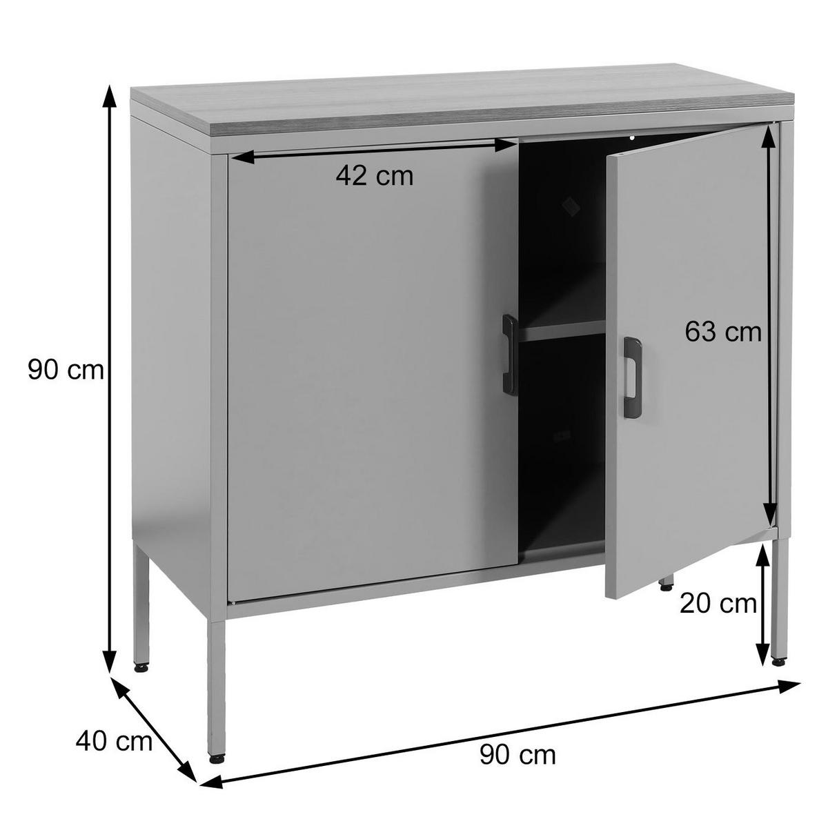 KOMMODE -2 Schwarz - Schwarz, Metall (90/90/40cm) - MCW