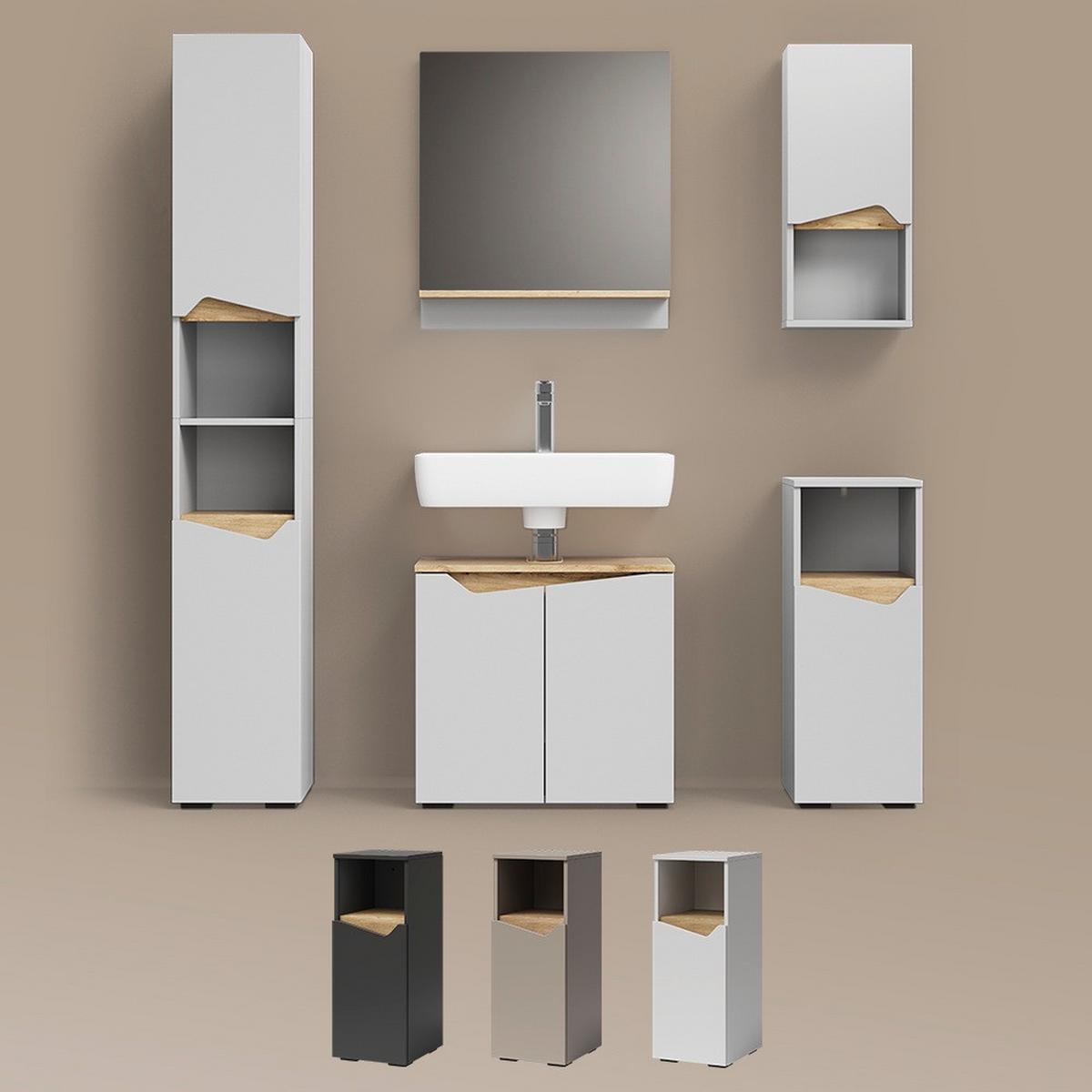 MIDISCHRANK Timavo Anthrazit 30 x 74.5 cm mit Tür und offenem Fach - Anthrazit, Holzwerkstoff (30/74.5/35cm) - Livinity®