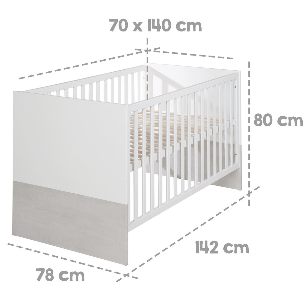 BABYZIMMER-SET Julia 3-teilig - Weiß, Holzwerkstoff (78/80/142cm) - Roba