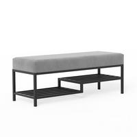 POLSTERBANK STEP 100 cm Schwarz / Grau ,Metallgestell - Grau, Textil/Metall (100/45/35cm) - Idohome