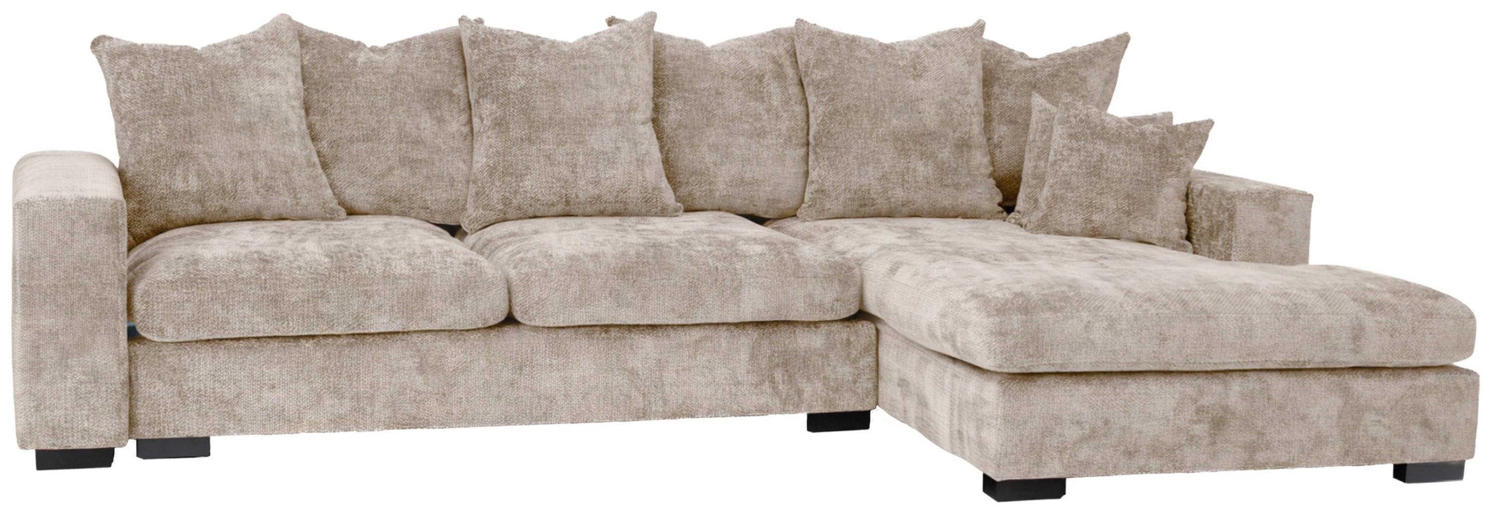ECKSOFA Dahlia mit Schlaffunktion und Bettkasten in L-Form Rechts - Beige Chenille 285/92/155 cm - Beige/Schwarz, Kunststoff/Textil (155/285cm) - WFL GROUP