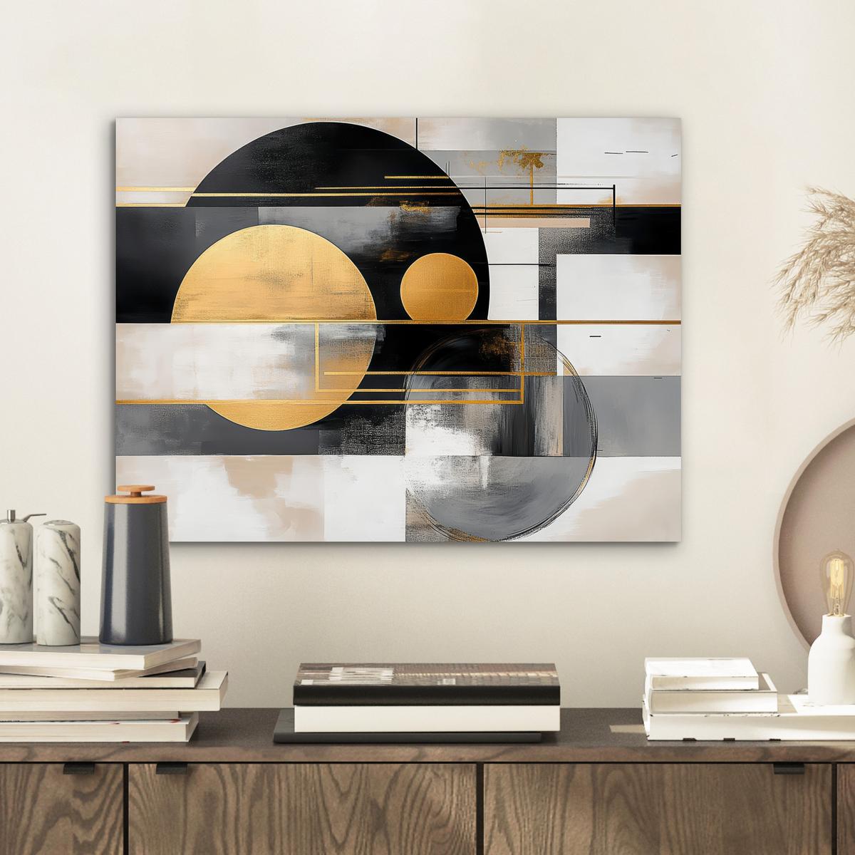 METALLBILD Abstrakt - Gold - Silber - Formen - Ästhetisch - Modern 40x30 cm - Goldfarben, Metall (40/30cm) - MuchoWow