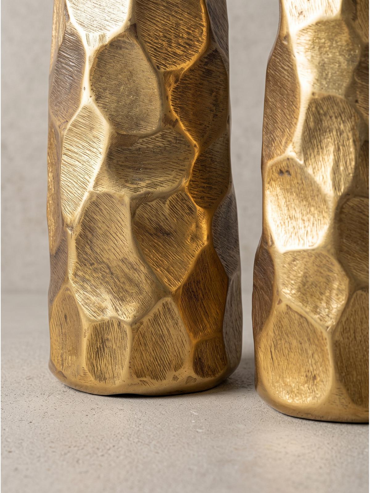 VASEN 2er-Set CASTELSARDO, Aluminium, Gold, Ø 15 x 48,5 cm - Goldfarben, Metall (48.5cm) - KADIMA DESIGN