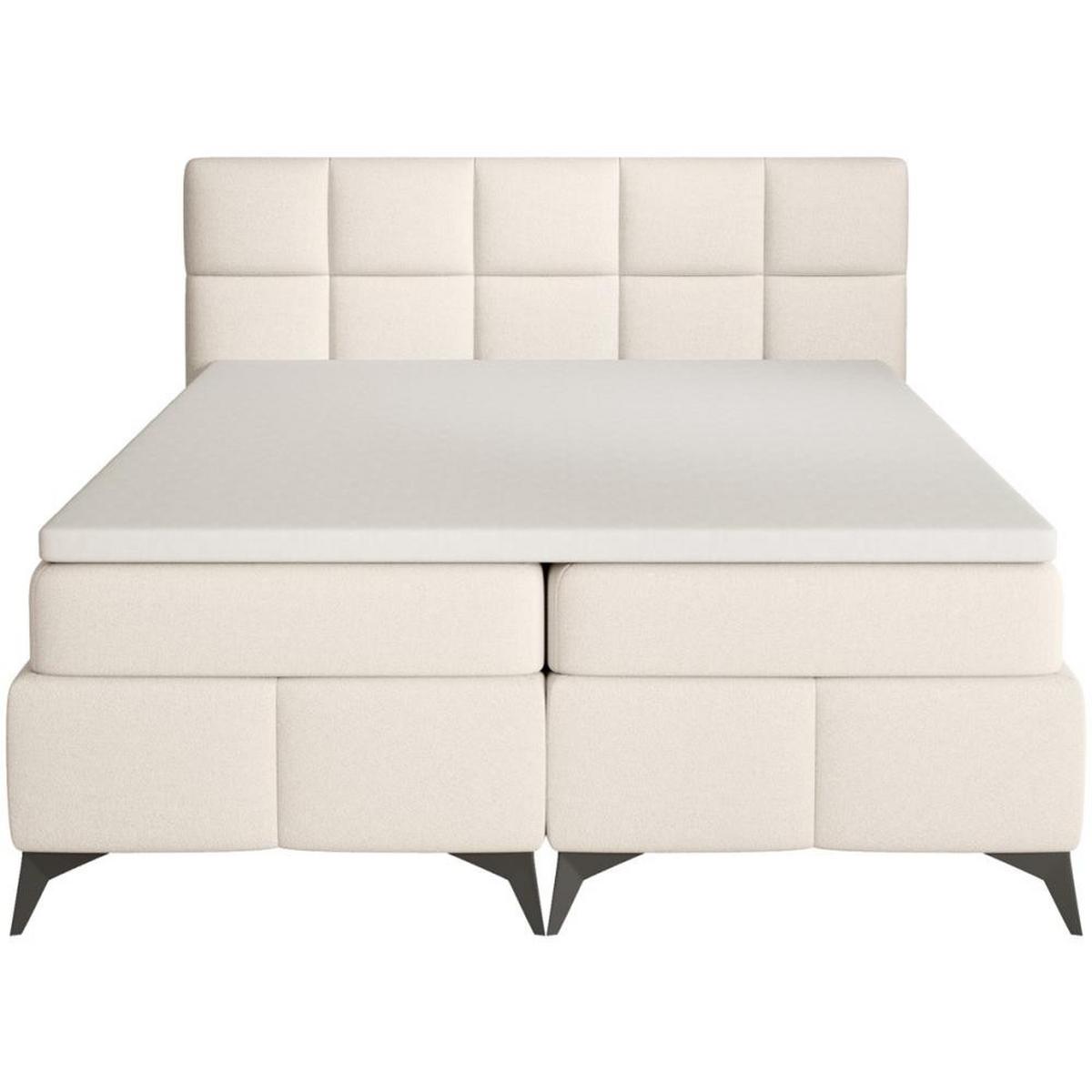 BOXBETT Solido mit Bettkasten 160x200 cm hellbeige - Beige/Schwarz, Textil/Metall (160/200cm) - Beautysofa