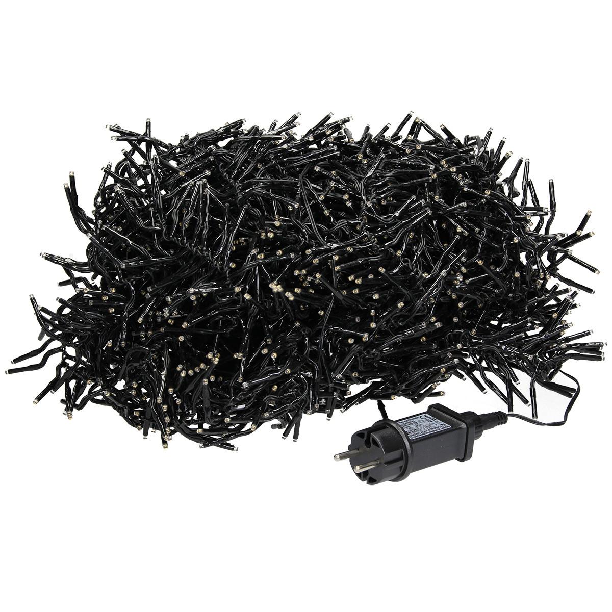 LED CLUSTER LICHTERKETTE 22m 3000 LEDs Warmweiß Wetterfest Innen/Außen - Schwarz, Kunststoff (2500cm) - ECD-Germany