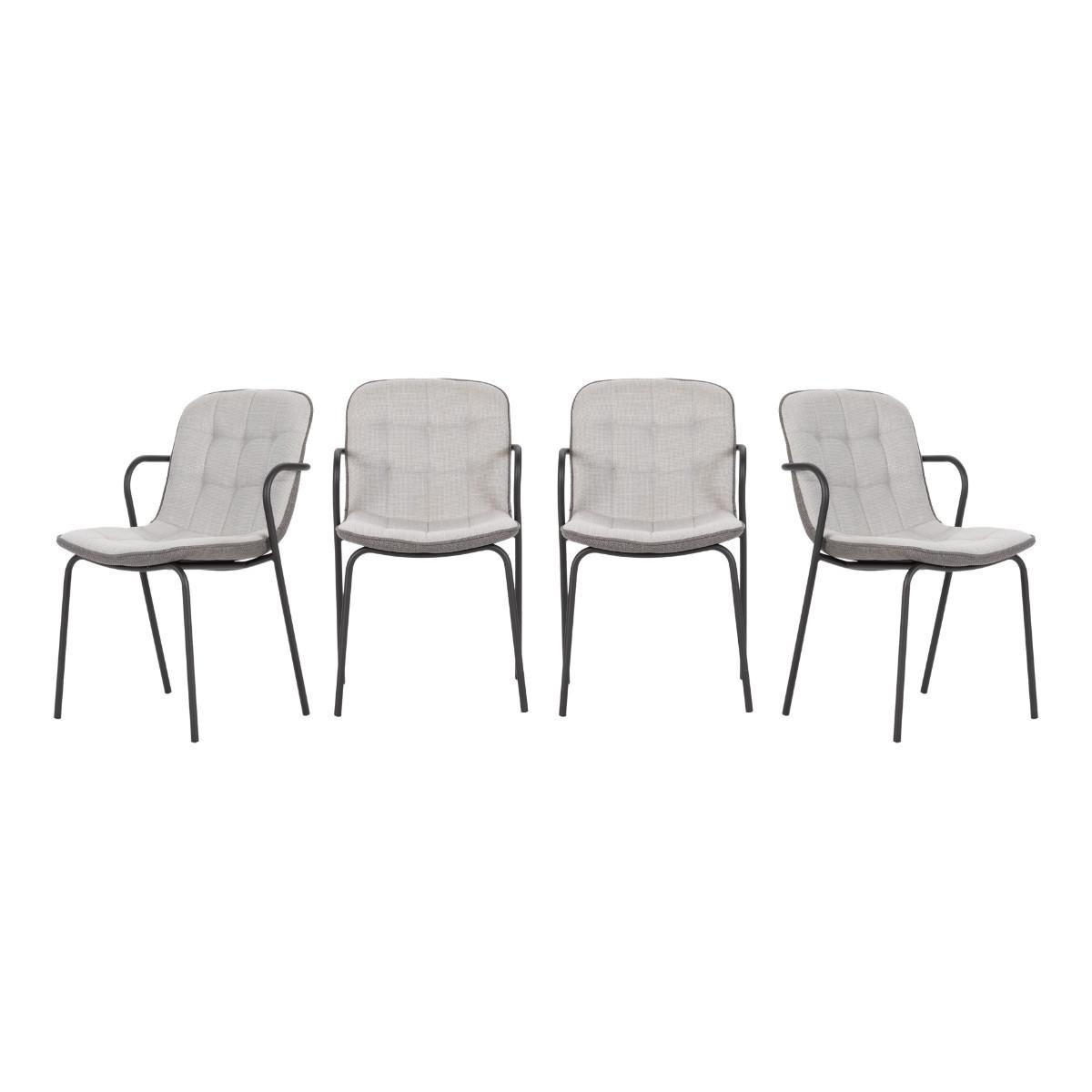 STÜHLE 4er-Set aus Stoff mit Metallbeinen 59/46/51 cm - Hellgrau, Textil (59/46/75cm) - Calicosy