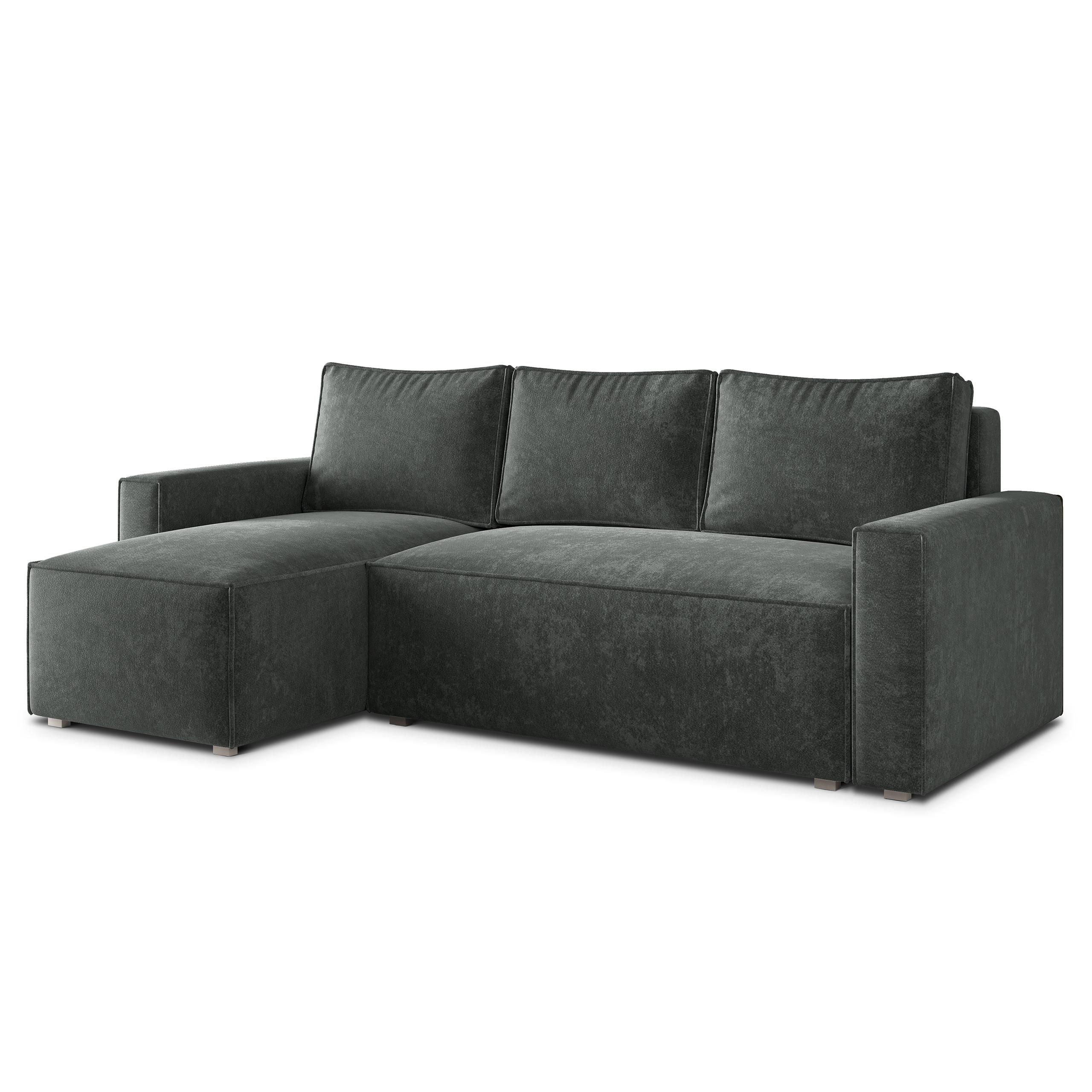 ECKSOFA POTARO LM Grau Chenille mit Schlaffunktion - Grau, Holzwerkstoff/Textil (232/140cm) - MASSENO