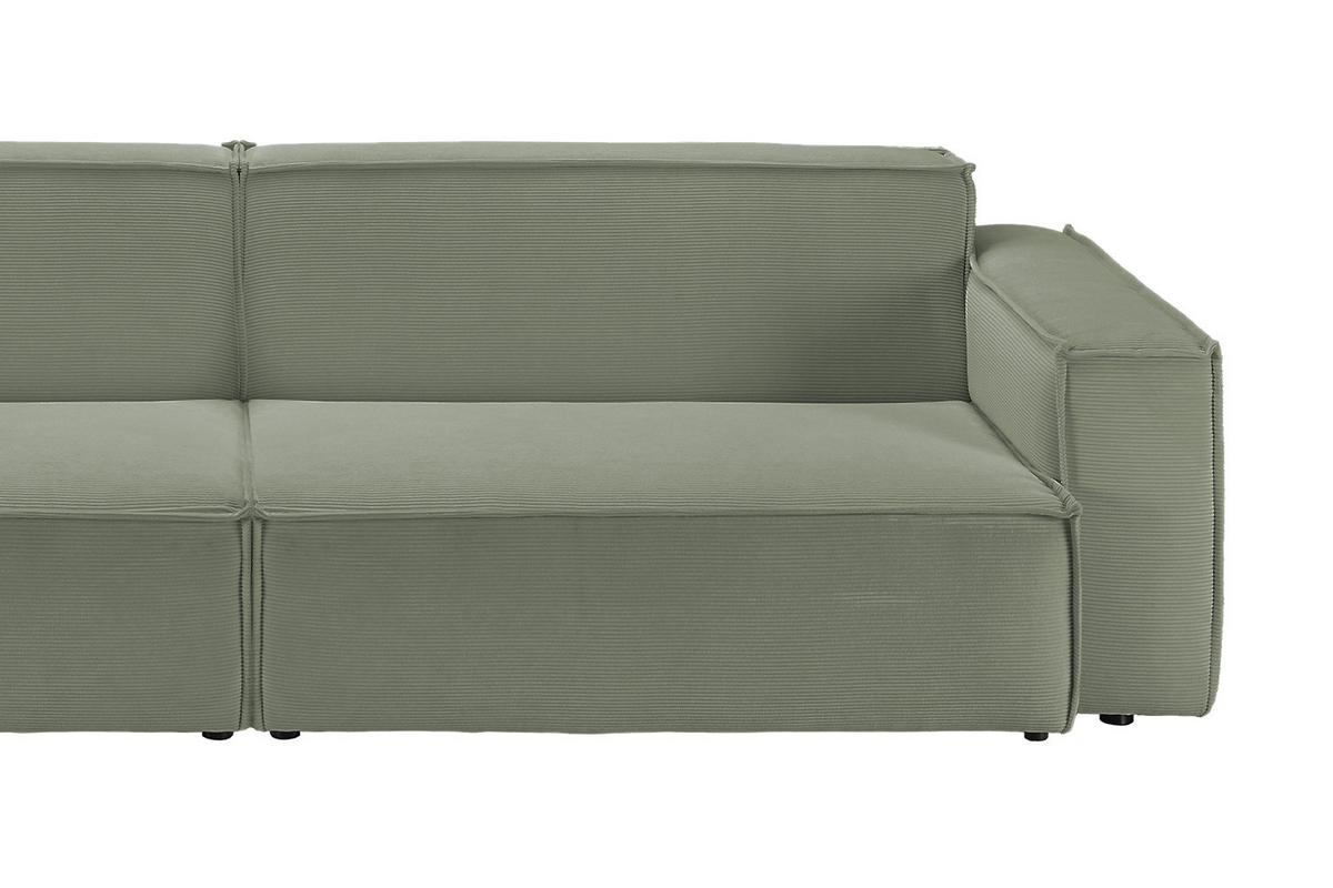 SOFA SAMU Grün Cord - Schwarz/Olivgrün, Textil (236/72/106cm) - KAWOLA