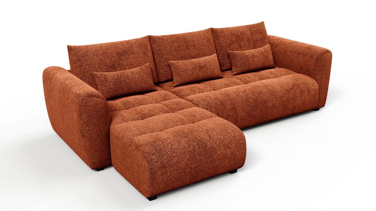 ECKSOFA SORENO 4-Sitzer, orange - Schwarz/Orange, Holz/Textil (293/171cm) - Wozimo
