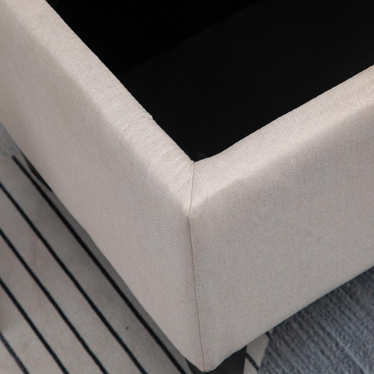 TRUHENBANK leinenartiges Polyester holz Cremeweiß - Creme, Kunststoff (40/44/100cm) - HOMCOM