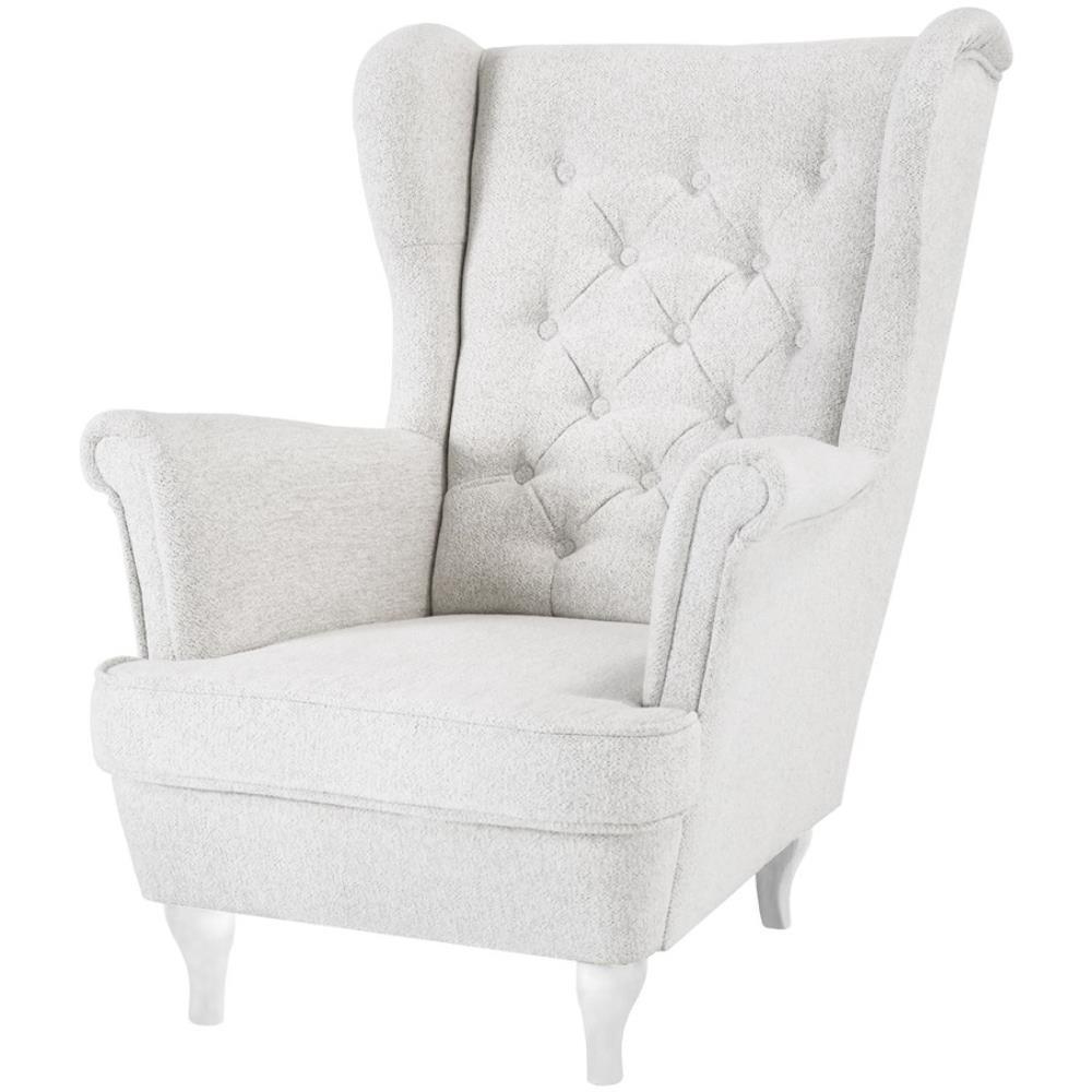CHESTERFIELD-SESSEL Falco hellbeige mit Weiß Holzbeinen - Beige/Weiß, Holz/Textil (82/102/92cm) - Beautysofa