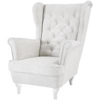 CHESTERFIELD-SESSEL Falco hellbeige mit Weiß Holzbeinen - Beige/Weiß, Holz/Textil (82/102/92cm) - Beautysofa