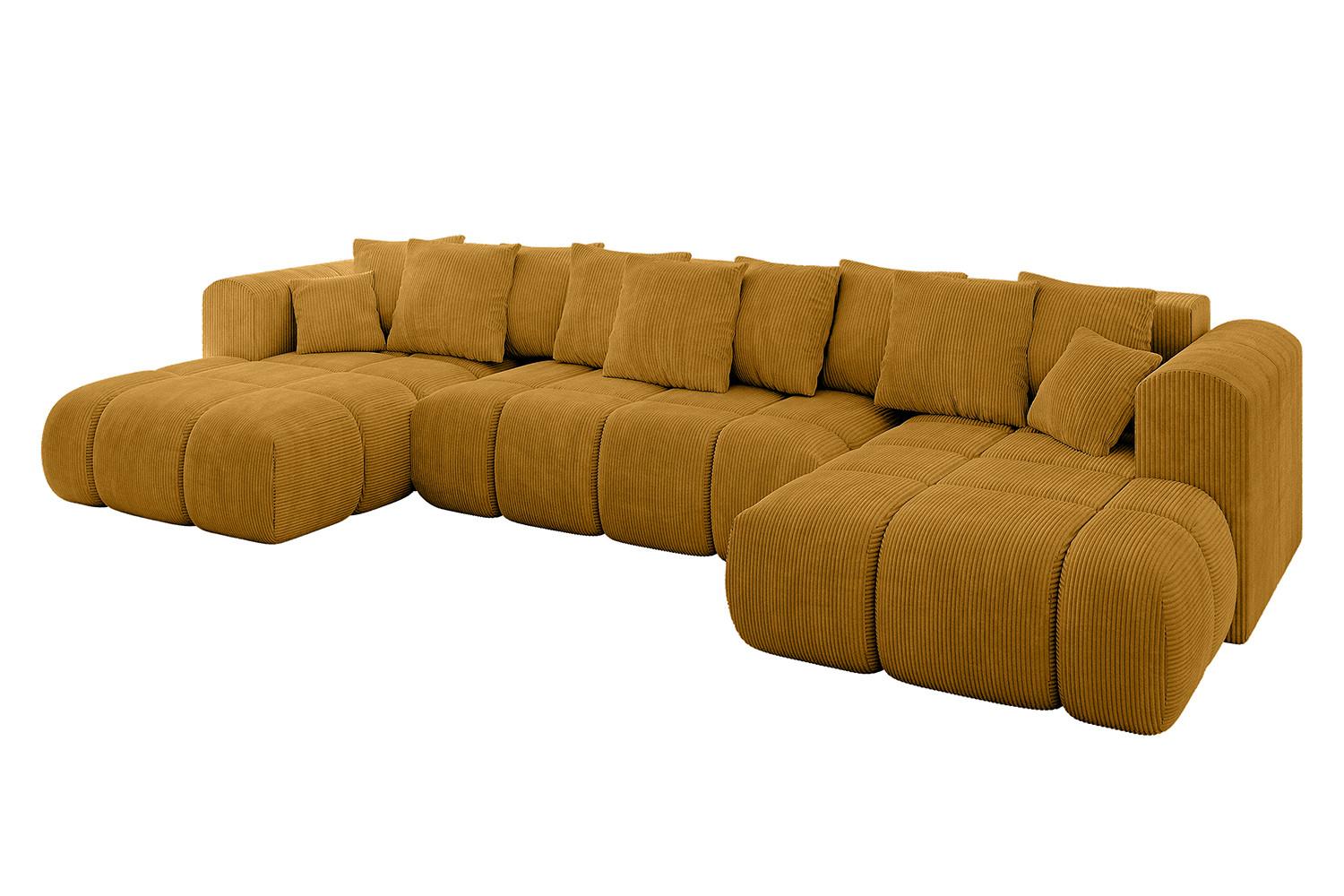 WOHNLANDSCHAFT CLOUD-U-v1 405x185x90 Senfgelb Cord - Currygelb, Holzwerkstoff/Kunststoff (405/90/185cm) - ALTDECOR
