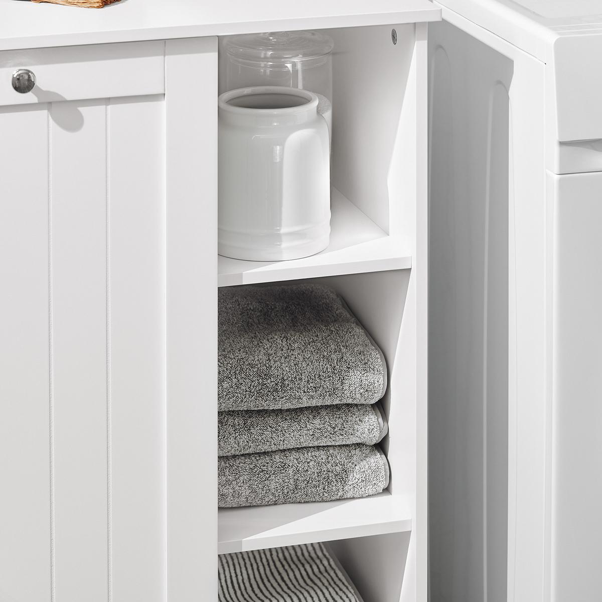 WÄSCHESCHRANK mit Wäschesack Weiß - Weiß, Holzwerkstoff (60/86/37cm) - SoBuy
