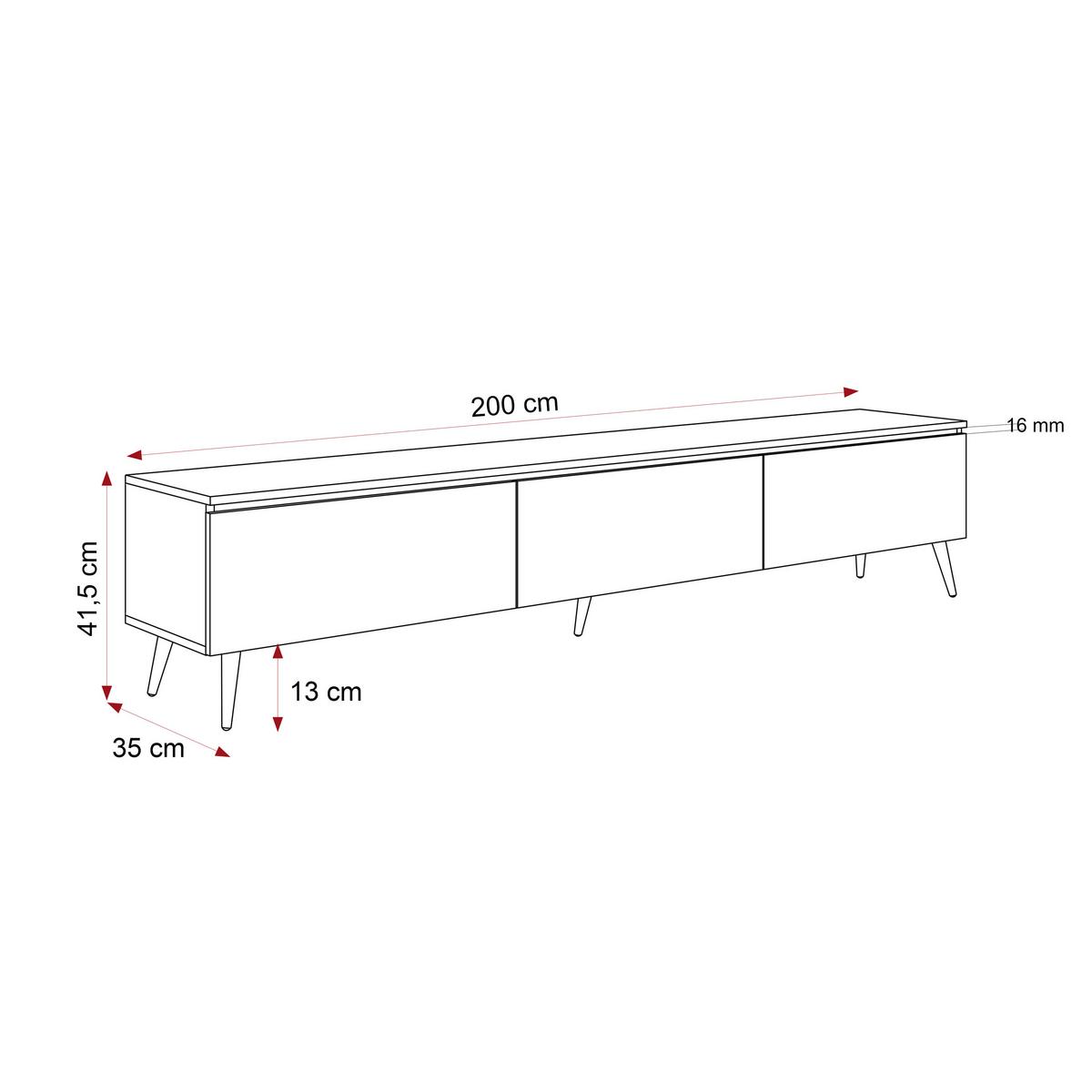 TV-SCHRANK SELIA 200 cm auf Füßen, Kaschmir mit goldener Zierleiste - Kaschmir, Holzwerkstoff (200/42/35cm) - Idohome