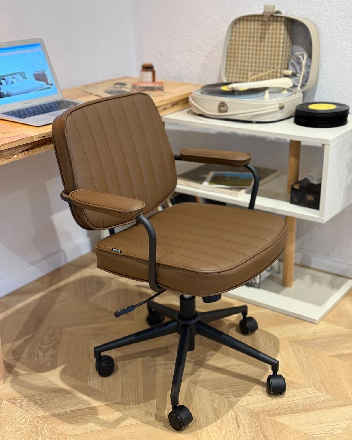 SCHREIBTISCHSTUHL Braun Berne - Silberfarben/Schwarz, Kunststoff (60/80/60cm) - Beliani