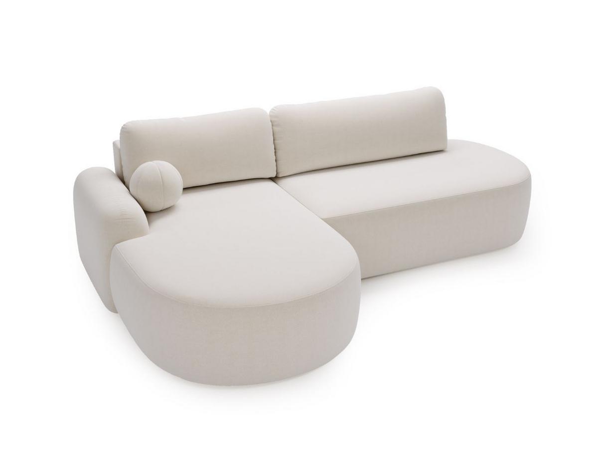 ECKSOFA Aurio O Bouclé-Stoff Weiß Links - Weiß, Holz/Textil (271/177cm) - Graingold