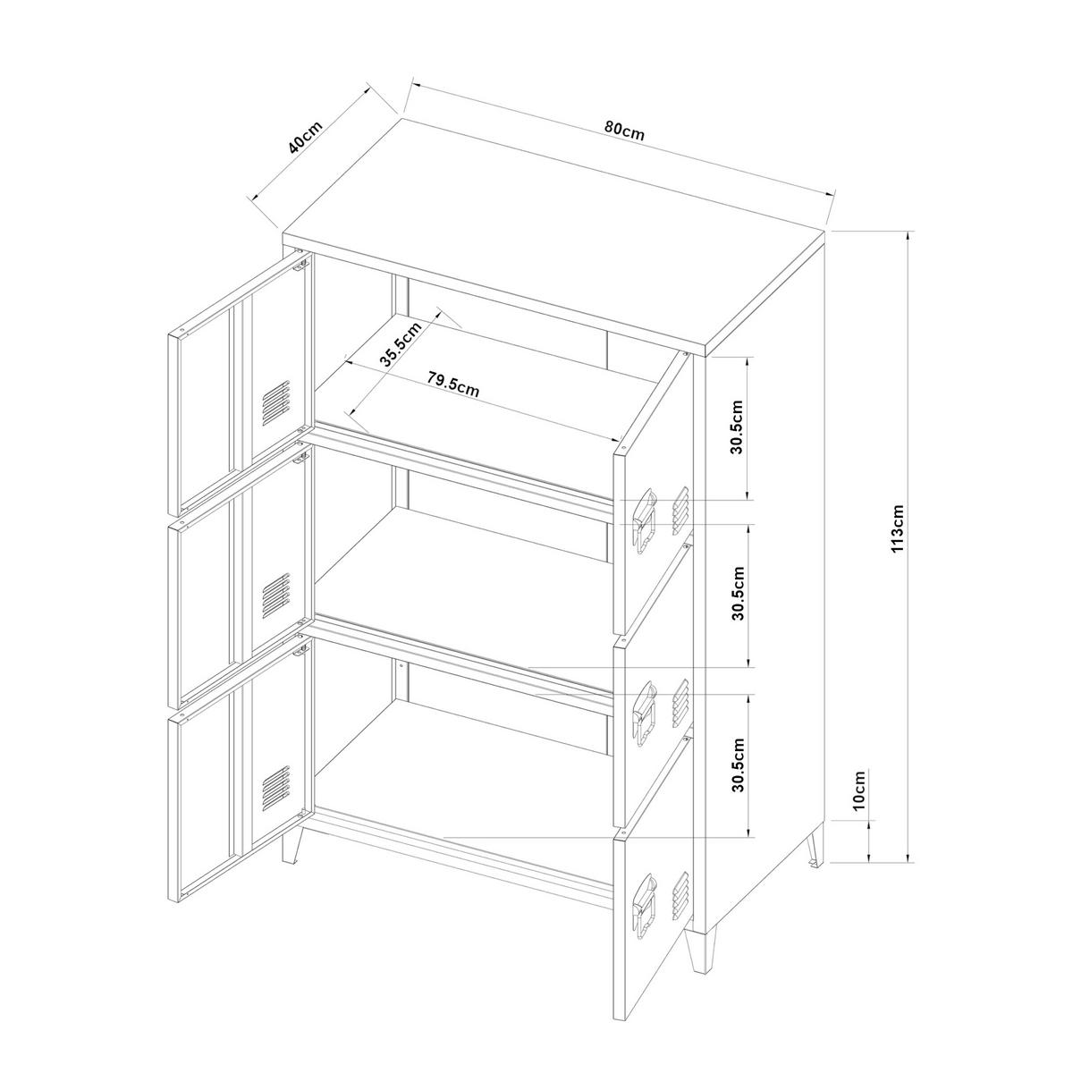 BÜROSCHRANK Hamina - Weiß, Metall (80/113/40cm) - [en.casa]