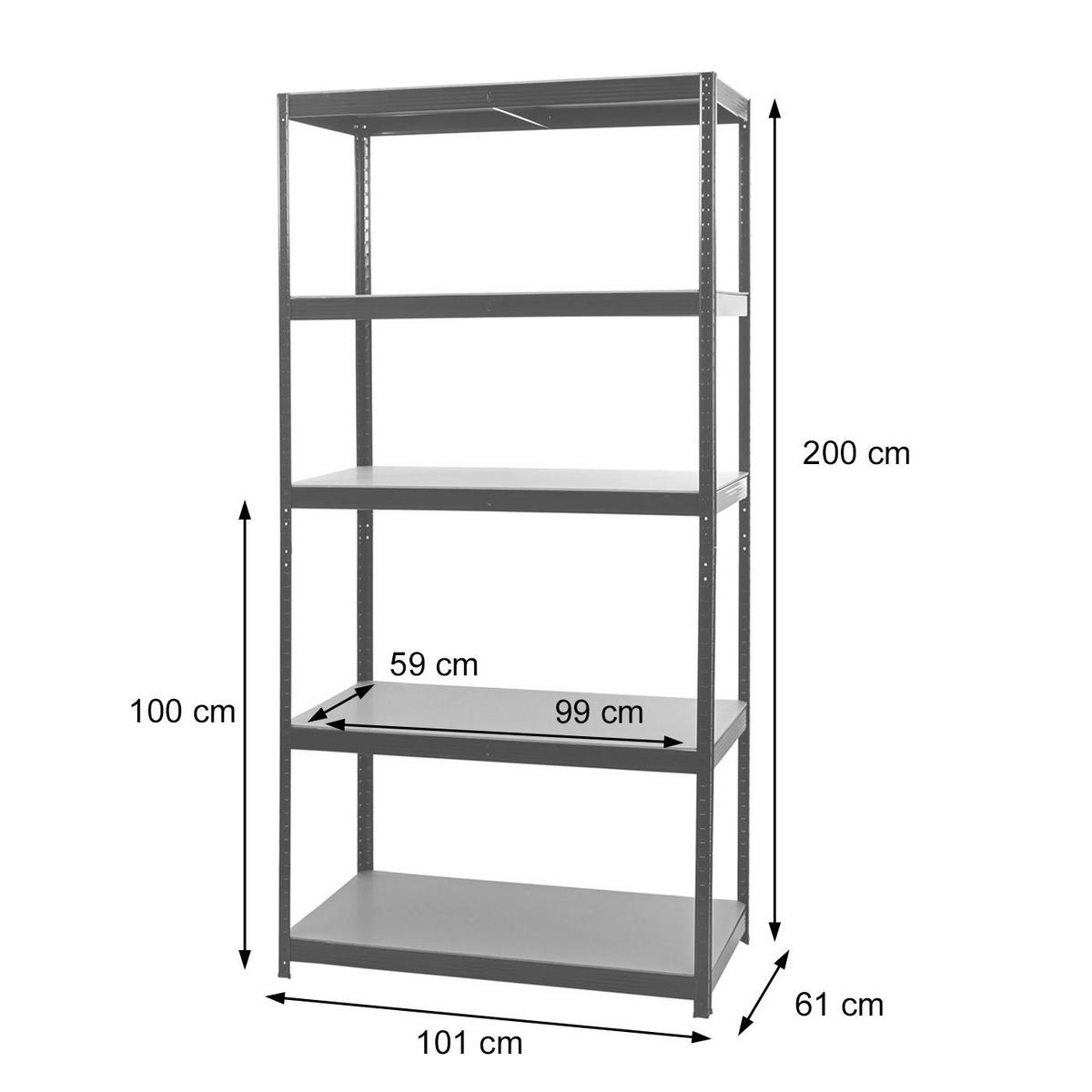 SCHWERLASTREGAL Schwarz, Braun - Schwarz/Braun, Metall (101/200/61cm) - MCW