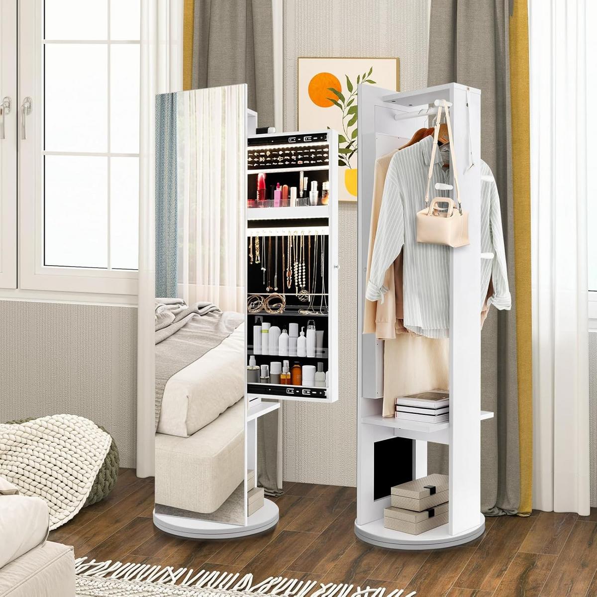 SCHMUCKSCHRANK 167cm Weiß - Weiß, Holz (50/167/50cm) - COSTWAY
