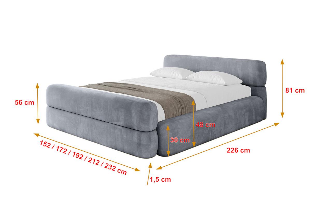 POLSTERBETT mit Bettkasten, Fußteil und Lattenrost, Boxbett mit Matratze H3/H4 - ENORA-Z-V1 180x200 Grau - Grau, Holzwerkstoff/Textil (180/200cm) - ALTDECOR